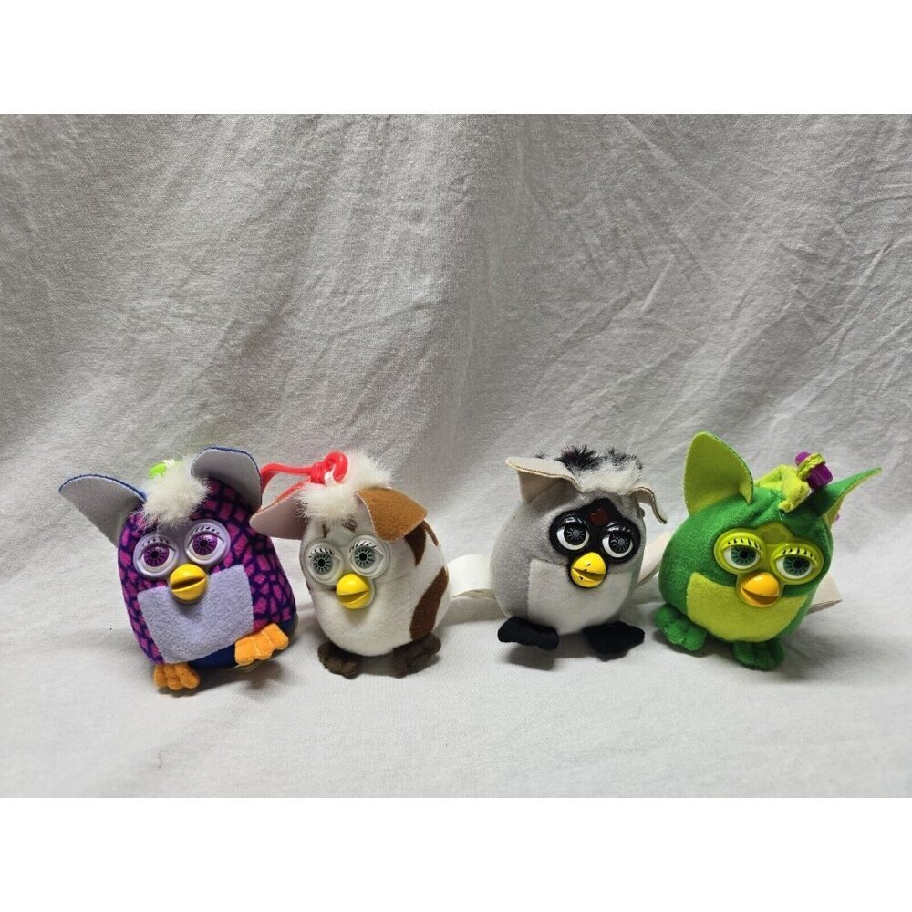 Furby Keychain Backpack Clips- Mcdonalds Happy Meal- Vintage- Lot Of 4